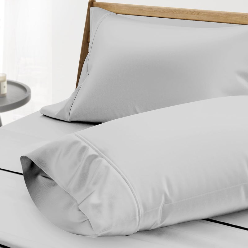 THREAD SPREAD 100% Egyptian Cotton Pillow Cases King - 1000 Thread Count Pillow Cases King Size Set of 2, Soft Cooling & Breathable Extra Long Staple Sateen Weave Cotton Pillow Covers for Bed - Silver - Image 1